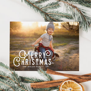 Vintage Typografie Frohe Weihnachten Volles Foto