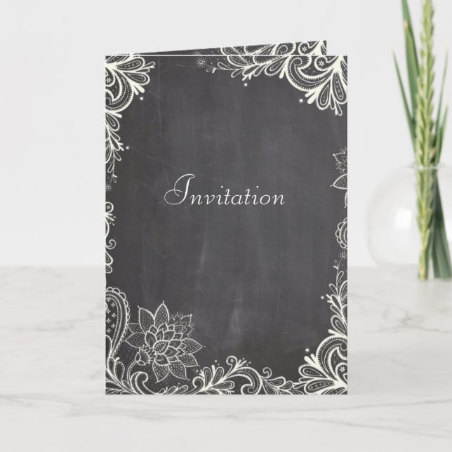 Vintage Typografie geblüht Chalkboard-Hochzeit Einladung (Vorderseite)