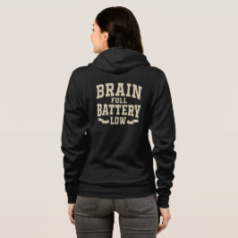 Vintage-Typografie: Gehirn voll, Batterie schwach Hoodie