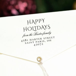 Vintage Typografie Happy Holidays Familienname Permastempel