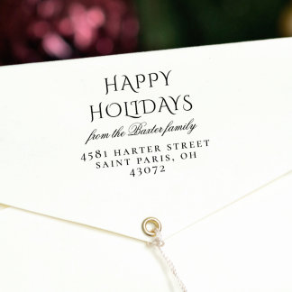 Vintage Typografie Happy Holidays Familienname Permastempel