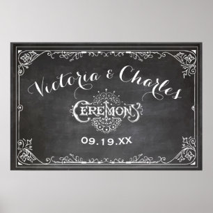 Vintage Typografie-Hochzeit auf der Tafel Poster
