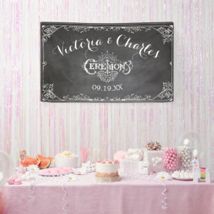 Vintage-Typografie-Hochzeit mit Schultafel-Optik Banner