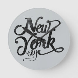 Vintage Typografie in New York Runde Wanduhr