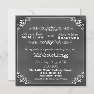 Vintage Typografie-Kreide-Brett-Blick-Hochzeit Einladung