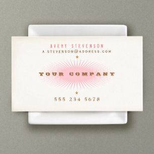 Vintage Typografie Pink SunBurst Business Card Visitenkarte