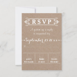 Vintage Typografie rustic Kraft Papier Hochzeit RS RSVP Karte