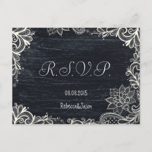 Vintage Typografie rustikale Tafel Hochzeit rsvp Einladungspostkarte
