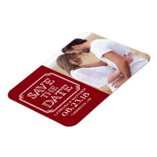 Vintage-Typografie "Save the Date"-Magnet Rot Magnet