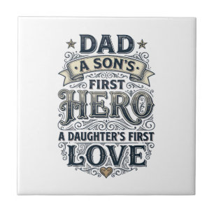 Vintage-Typografie-Shirt Papa Sohn Held Tochter Li Fliese