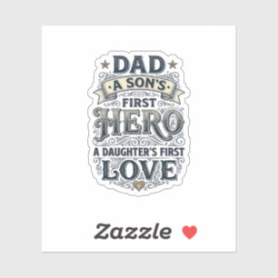 Vintage-Typografie-Shirt Vater Sohn Held Tochter L Aufkleber