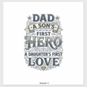 Vintage-Typografie-Shirt Vater Sohn Held Tochter L Aufkleber
