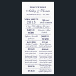 Vintage Typografie Stil Navy Blue Wedding Programm<br><div class="desc">Vintage rustikale Typografie Stil Hochzeitsprogramme mit dunkelmarineblau auf weißem Hintergrund. Der Wortlaut ist in einem Schriftstil abgedruckt. Die Hochzeitsfeier ist auf der Vorderseite und die Reihenfolge der Zeremonie ist auf der Rückseite. Zimmer für "In Erinnerung an" für Großeltern, die weitergegeben haben, und auch Raum für Dankeschön an die Braut und...</div>