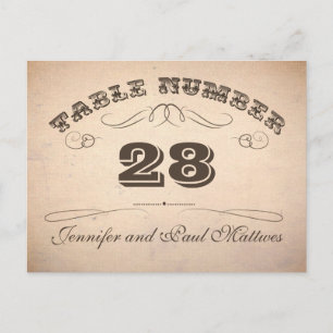 Vintage Typografie-Tischnummern Postkarte