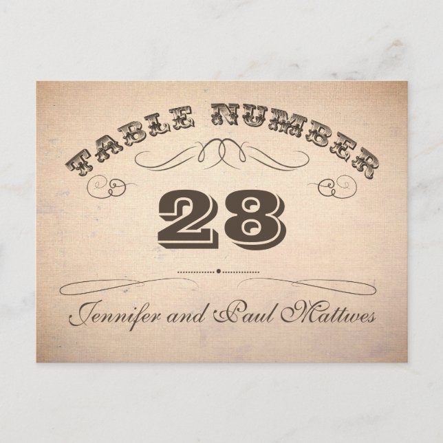 Vintage Typografie-Tischnummern Postkarte (Vorderseite)