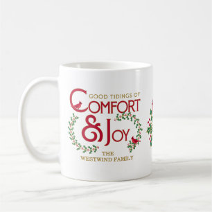 Vintage-Typografie Trost Freude Weihnachten nach M Kaffeetasse