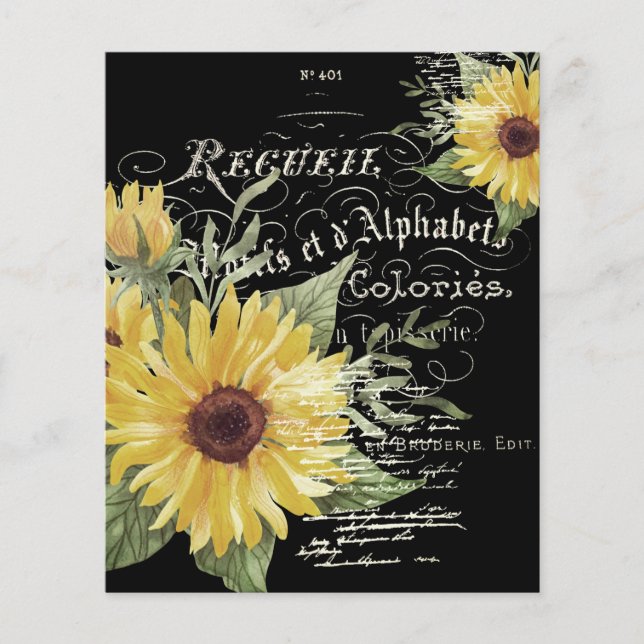 Vintage Typografie und Sonnenblumenhintergrund (Vorderseite)