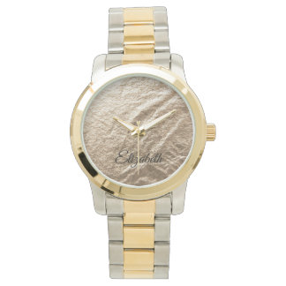 Vintage Typografie, vergoldetes Papiermuster Armbanduhr