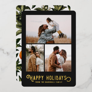 Vintage Typografie Winterorangen-Foto Folien Feiertagskarte