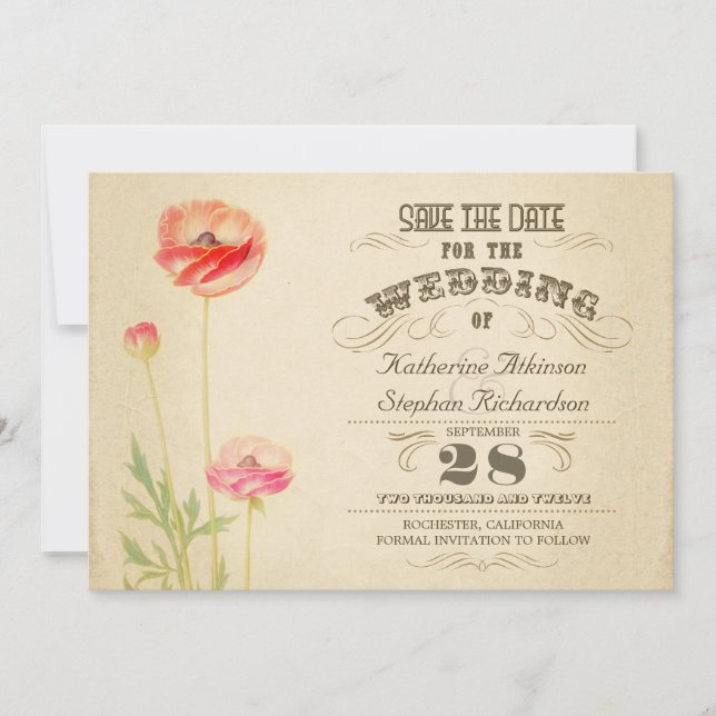 Vintage typografische Save-the-Date-Karte Save The Date (Vorderseite)