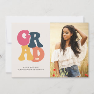Vintage Typografy Foto Graduation Party der 70er J Einladung