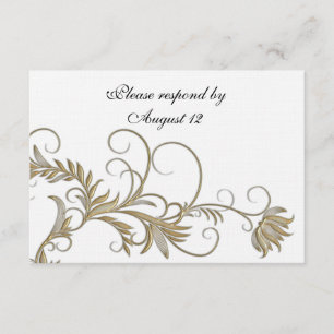 Vintage UAWG mit Umschlägen aus Gold und Weiß RSVP Karte