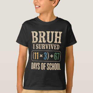 Vintage überlebte 100 Tage Schule Bruh Mathe-Gleic T-Shirt