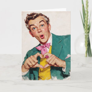 Vintage Überraschung Herz Geste Karte