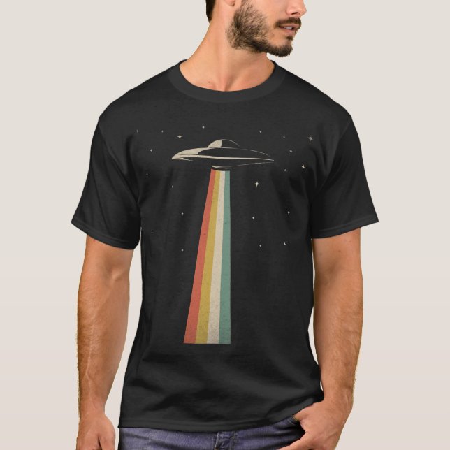 Vintage UFO Alien Entführung Retro-Raumschiff T-Shirt (Vorderseite)