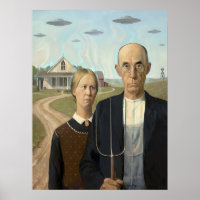 Vintage-UFO-Alien-Parodie American Gothic