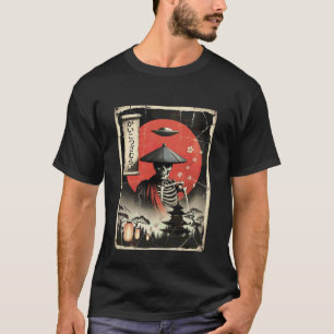 Vintage-UFO-Alien-Samurai-Skelett-Japan-lustig-Uki T-Shirt