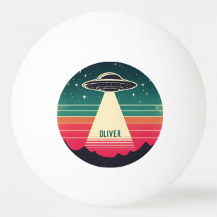 Vintage-UFO bei Sonnenuntergang Personalisiert Tischtennisball