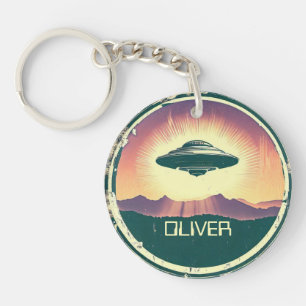 Vintage-UFO-Personalisiert Schlüsselanhänger