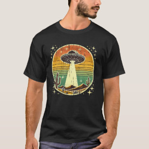 Vintage-Ufo-Schüssel-Strahlberge Retro-Alien-Sci- T-Shirt