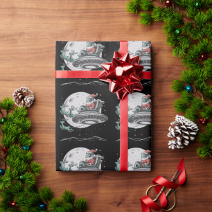 Vintage-UFO-Weihnachtsmann-Alien-Weihnachten-Krypt Geschenkpapier
