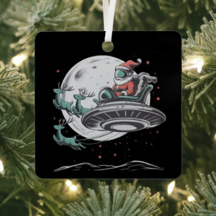 Vintage-UFO-Weihnachtsmann-Alien-Weihnachten-Krypt Ornament Aus Metall
