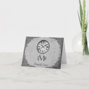 Vintage Uhr auf Papier-1. Jahrestag danken Ihnen Dankeskarte