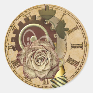 Vintage-Uhr-Collage Runder Aufkleber