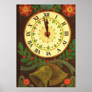 Vintage Uhr, Countdown bis Weihnachten Poster