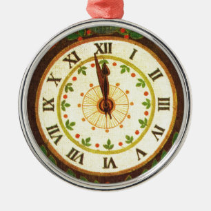 Vintage-Uhr, Countdown bis Weihnachten Silbernes Ornament
