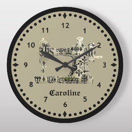 Vintage Uhr der Schwarzweiß- und Tan-Nähmaschine