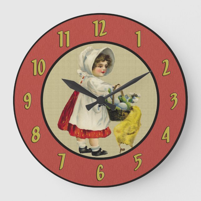 Vintage Uhr für Mädchen und Küken (Vorderseite)