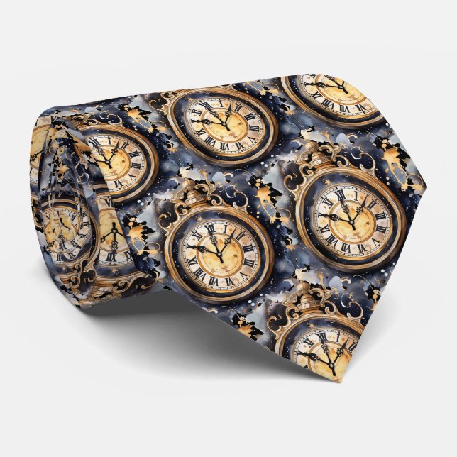 Vintage-Uhr-Gesicht-Steampunk-Halstuch Krawatte (Gerollt)