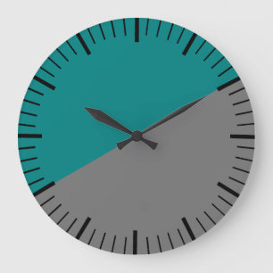 Vintage-Uhr in Teal und Grau ohne Zahlen Große Wanduhr