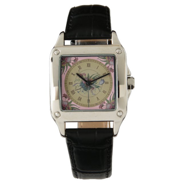 Vintage Uhr mit Blume (Vorderseite)