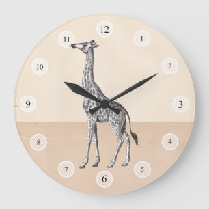 Vintage-Uhr mit Giraffe Große Wanduhr