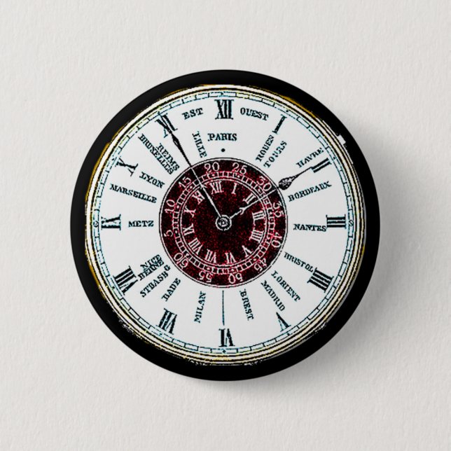 Vintage-Uhr mit Zeitzone Button (Vorderseite)