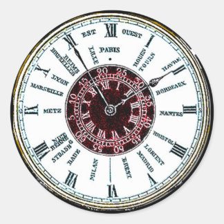 Vintage-Uhr mit Zeitzone Runder Aufkleber