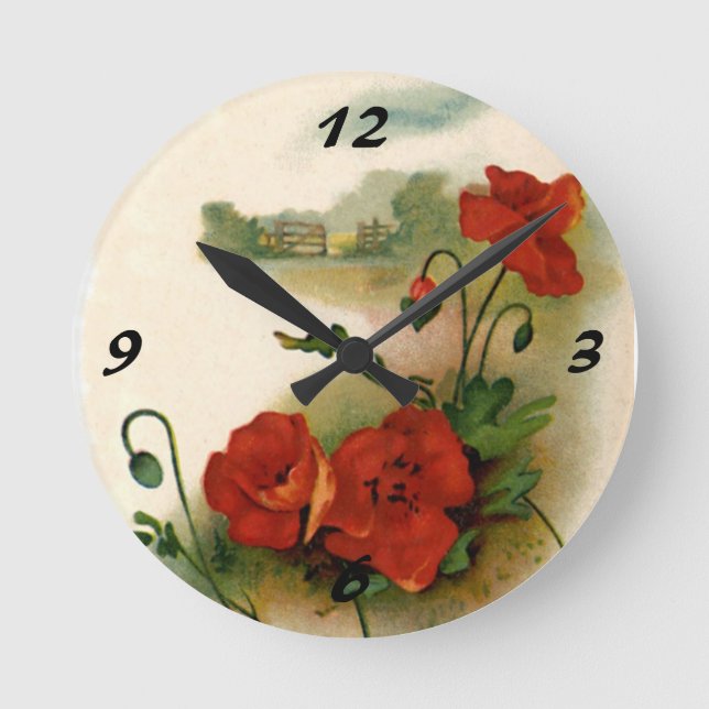 Vintage Uhr "Poppies Wall" (Vorderseite)