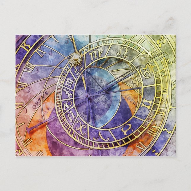 Vintage Uhr Postkarte (Vorderseite)